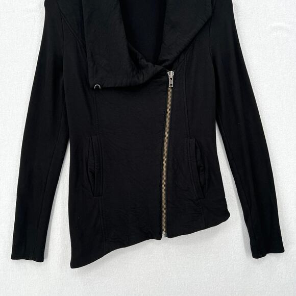 HELMUT LANG Villous Asymmetric Moto Jacket XS Black Sweatshirt Knit Full Zip - Picture 7 of 12